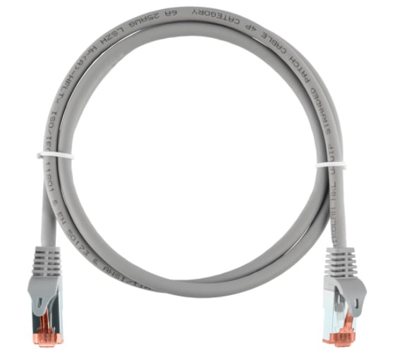 Изображение товара Шнур NIKOMAX S/FTP 4 пары, категория 6a, 7х0,135мм, светло-серый, 0,5м NMC-PC4SA55B-ES-005-C-GY