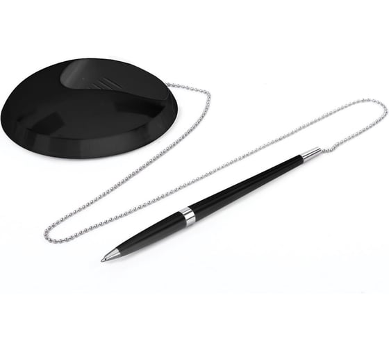 Изображение товара Настольная шариковая ручка BRAUBERG Стенд-Пен Блэк2, синяя, цепочка, черный корпус, линия письма 0,5 мм, 141347