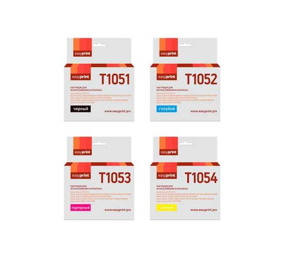 Изображение товара Комплект картриджей EasyPrint (C13T0731/T1051/T1041) для Epson T0735/T1055: черный, голубой, пурпурный, желтый IE-T1055_SET