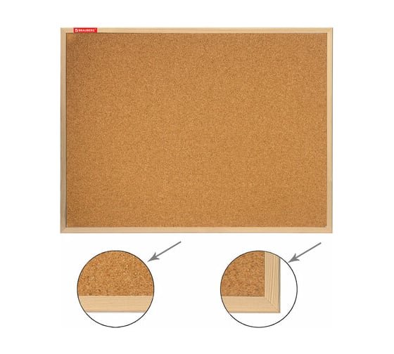 Изображение товара Пробковая доска BRAUBERG для объявлений 90х120 см, деревянная рамка, 236861