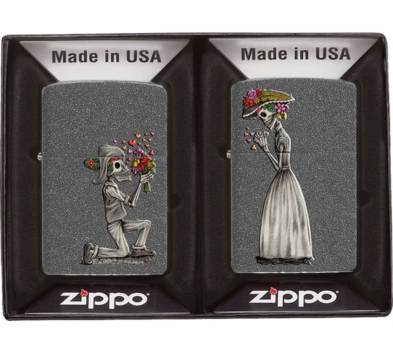 Изображение товара Набор из двух зажигалок Zippo Влюбленные зомби, с покрытием Iron Stone, 28987