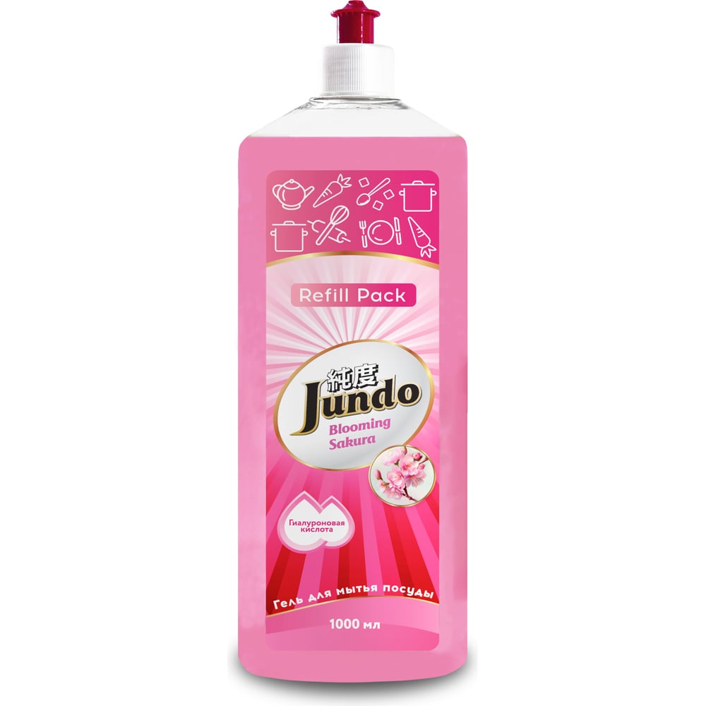 Изображение товара Гель для мытья посуды Jundo Sakura запасной блок 1л гипоаллергенный аромат сакуры