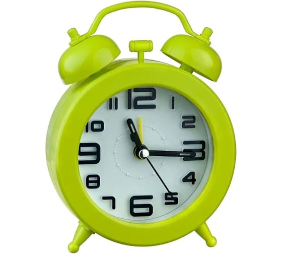 Изображение товара Часы-будильник Perfeo Quartz PF-TC-015, круглые диам. 9,5 см, зелёные 30015237