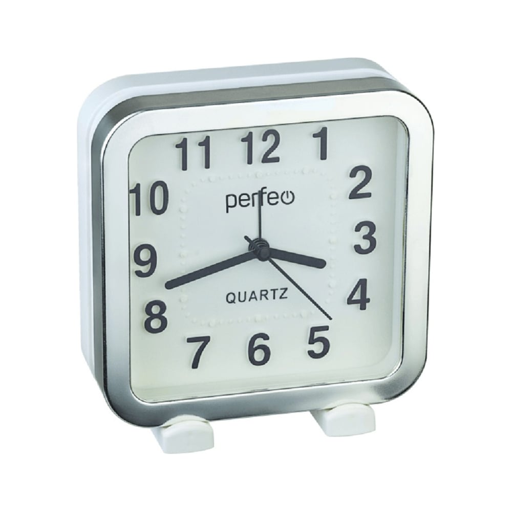 Часы-будильник Perfeo Quartz PF-TC-018, квадратные 13х13 см, белые 30015245