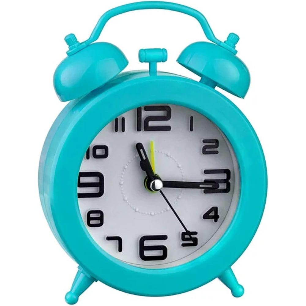 Изображение товара Часы-будильник Perfeo Quartz PF-TC-015, круглые диам. 9,5 см, синие 30015238