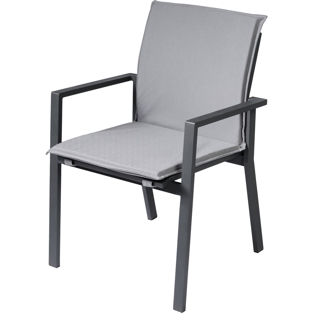 Изображение товара Стул садовый из алюминиевого сплава Callisto mobili Лагуна с подлокотниками и матрасиком серый