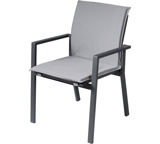 Изображение товара Стул садовый из алюминия Callisto mobili Лагуна с двумя подлокотниками и матрасиком серый/антрацит G101.0Е10