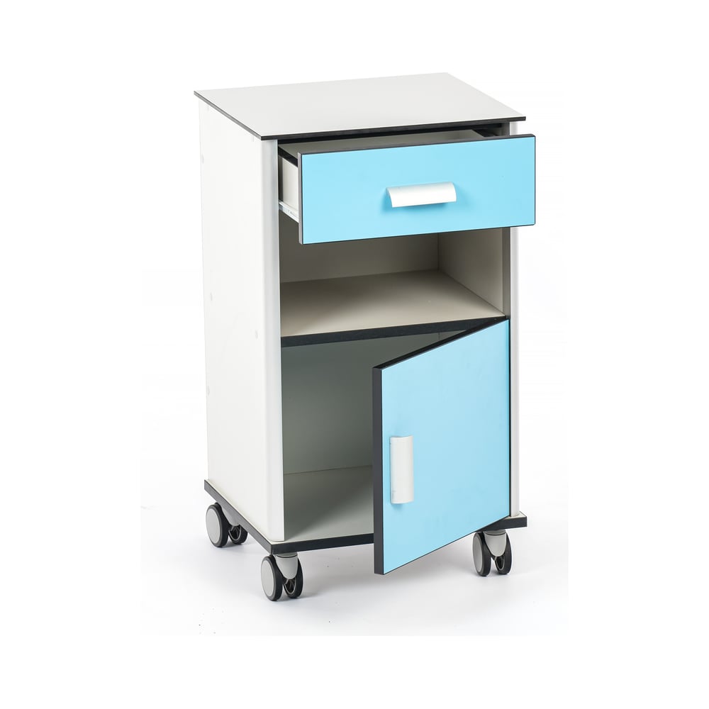 Изображение товара Медицинская тумба МЕТ TL-100 20934 из ЛДСП с колесами и ящиком