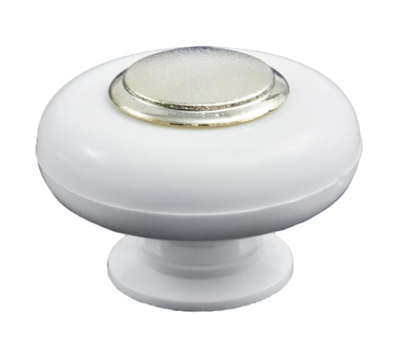 Изображение товара Ручка мебельная кнопка пластикиковая AKS PATREX №20, белый/золото 11825