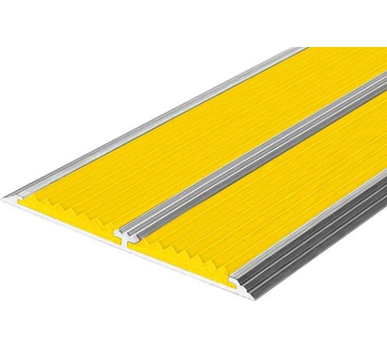 Изображение товара Двойная полоса ECO ООО Элитпроф противоскол. алюм. 70 мм, с желтой вставкой, 2.7 м. АНСП 70 Ж 270 ECO