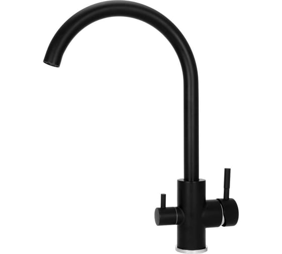 Изображение товара Гибридный питьевой кран смиеситель для питьевых систем АКВАБРАЙТ АБФ-ТРИА и АБФ-ОСМО, серия УГОЛЬ, 3 в 1, черный цвет АБФ-3КР-1Ч