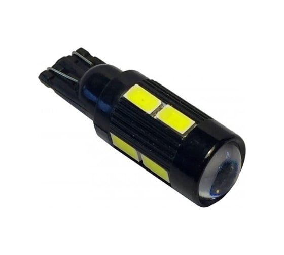 Изображение товара Светодиод Nord-Yada T10 10SMD (size 5630) 12V с увеличивающей линзой W2,1x9,5d белый (2шт в 1 уп.) 903862