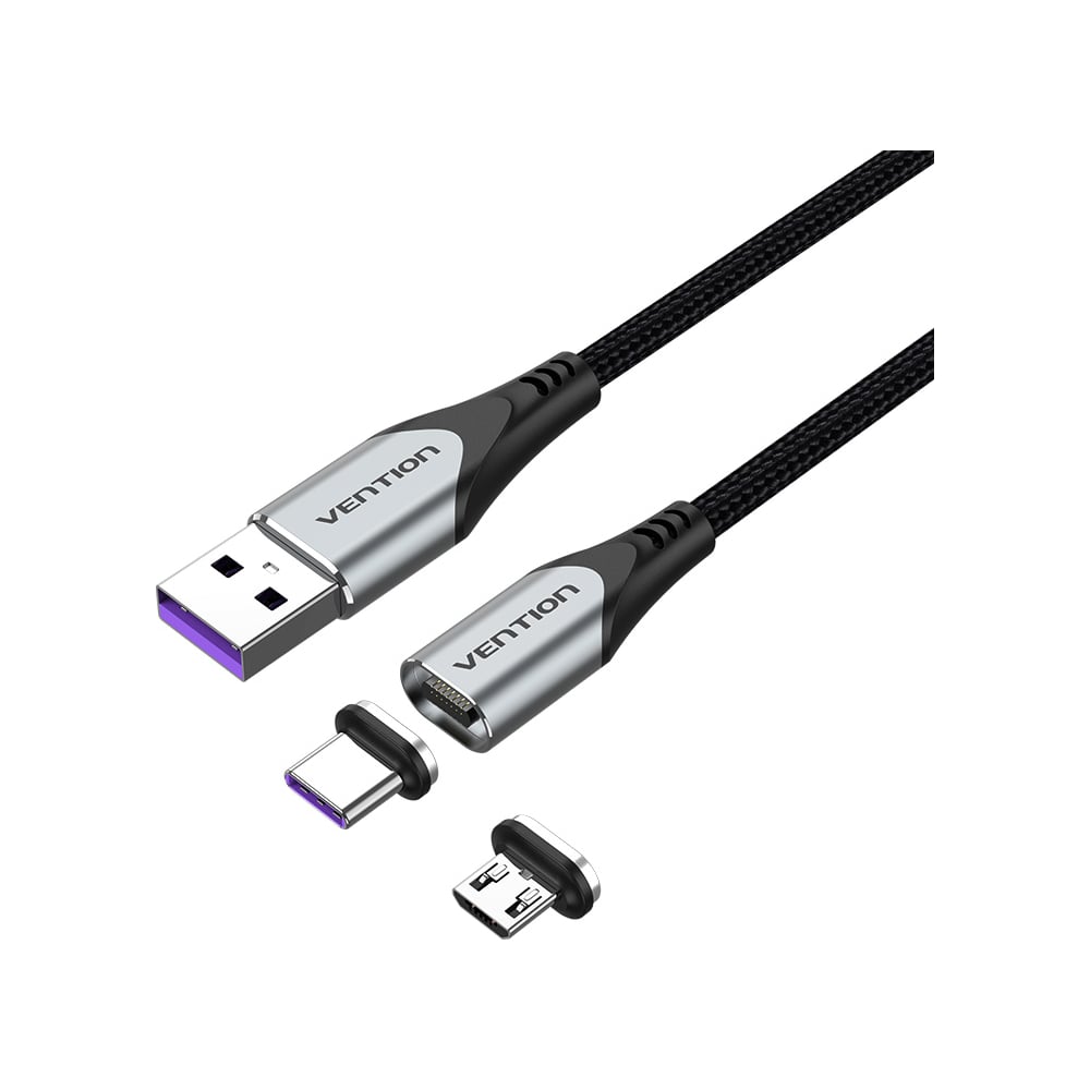Изображение товара Магнитный кабель VENTION 2 в 1 USB 2.0 AM/Micro-B/CM 5А - 0.5м CQNHD