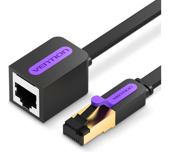Изображение товара Патч-корд удлинитель прямой VENTION SSTP cat.7, RJ45 - 1м. Черный плоский ICBBF