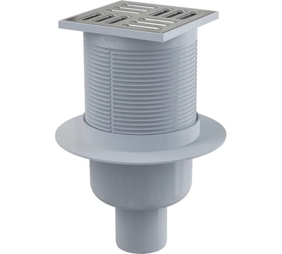 Изображение товара Сливной трап Alcadrain APV2 105х105 50, подводка – прямая, решетка – нержавеющая сталь 00022290