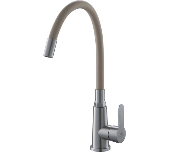 Изображение товара Смеситель для кухни FASHUN H=334 мм сатин/бежевый сталь SUS304 картридж D=35 мм, силиконовый гибкий излив H=179 мм, гибкая подводка: 450 мм в комплекте крепёж: гайка A54101-15