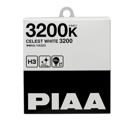 Изображение товара Лампы галогенные PIAA CELEST WHITE H3 3200K 55W 2 шт Светоотдача 85W HX303-H3
