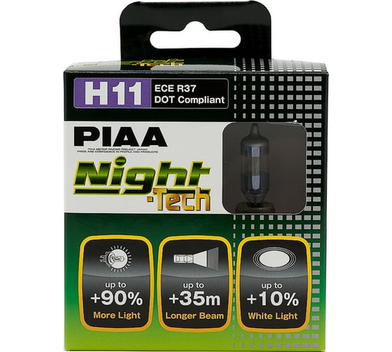 Изображение товара Лампы галогенные PIAA NIGHT TECH H11 3600К 55W 2 шт Светоотдача 125W HE-824-H11