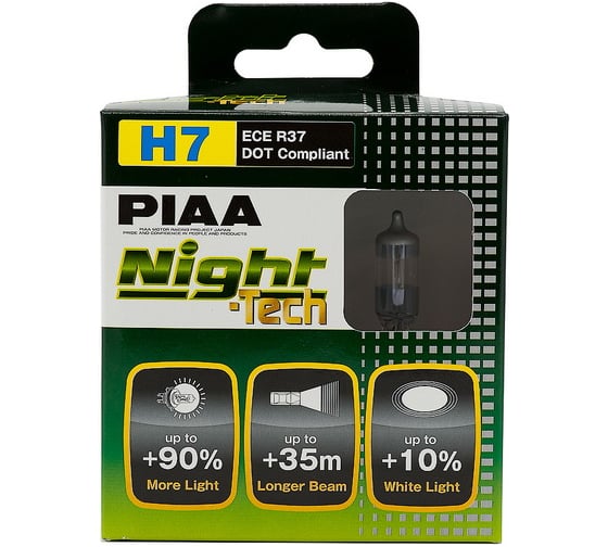 Изображение товара Лампы галогенные PIAA NIGHT TECH H7 3600К 55W 2 шт Светоотдача 125W HE-823-H7