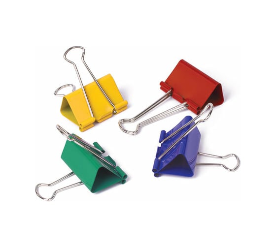 Изображение товара Зажимы для бумаг BRAUBERG КОМПЛЕКТ 12 шт., 41 мм, на 200 листов, цветные 224473