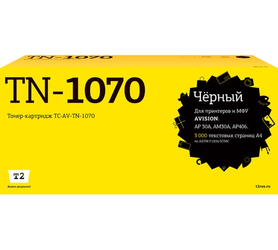 Изображение товара Картридж T2 (TN-1070) для Avision AP30A/AM30A/AP406 (3000стр.) с чипом TC-AV-TN-1070