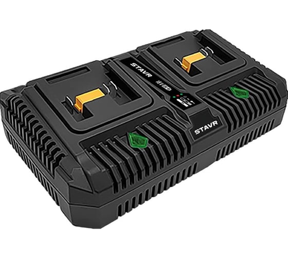 Изображение товара Быстрое зарядное устройство Ставр 18V UNI-M, 6А (2 порта по 3А), Stavr SBC 18-6A2-01, 2-х портовое, кабель 1.8 м 9120118103
