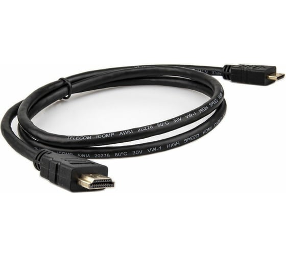 Изображение товара Кабель Telecom, HDMI-19M --- MiniHDMI-19M ver 2.0+3D/Ethernet, 1m TCG205-1M