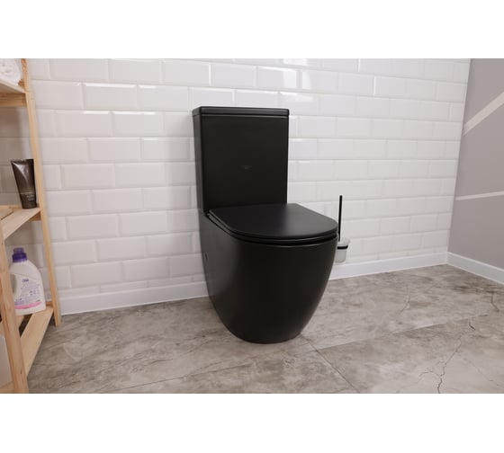 Изображение товара Унитаз-компакт Alcora Impero Tornado 3/6 безободковый с сиденьем DPL e-off slim, lift, черный мат 21767510