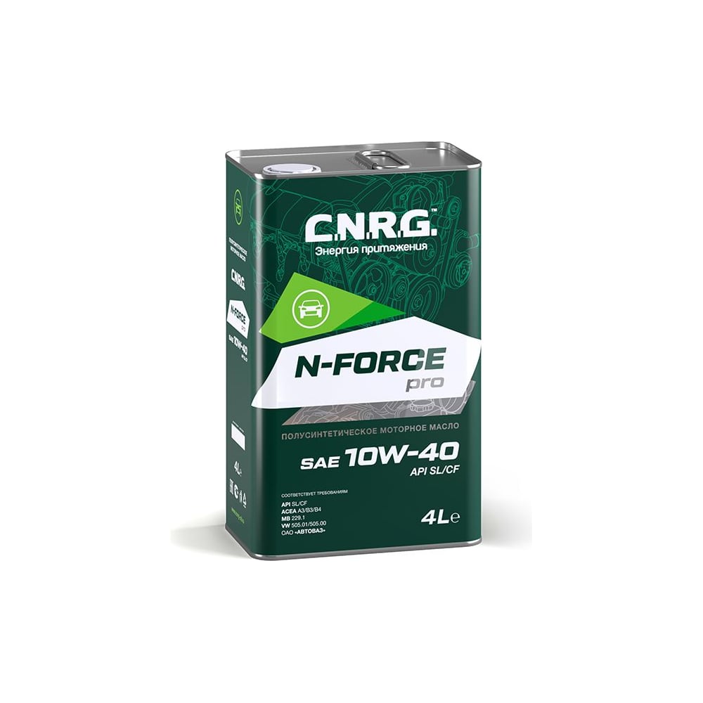 фото Моторное масло c.n.r.g. n-force pro 10w-40, sl/cf, полусинтетическое cnrg-017-0004