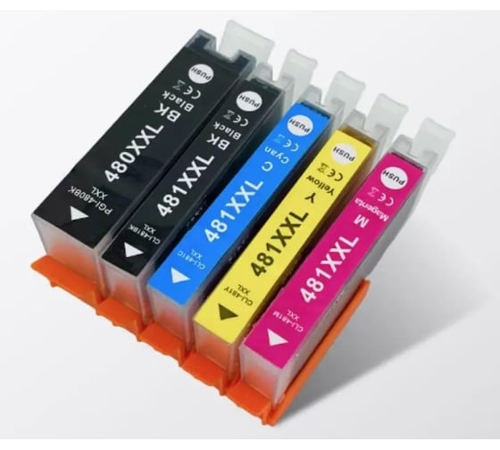 Изображение товара Комплект картриджей T2 (CLI-481Bk XXL; CLI-481C XXL; CLI-481M XXL; CLI-481Y XXL; PGI-480Bk XXL) для Canon: PGI-480BK XXL/CLI-481 XXL, пигментный IC-CCLI-481XXL_MP