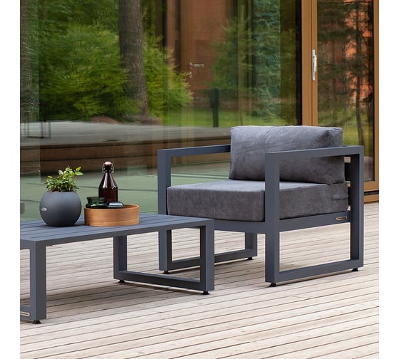 Изображение товара Набор садовой мебели GreenWeen CAPRI S1A, цвет серый, 2 предмета: кресло, столик GW-AL-CAPRI-G-S1A