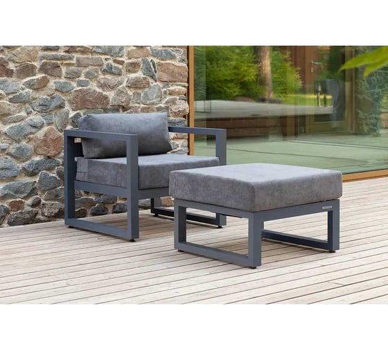 Изображение товара Набор садовой мебели GreenWeen CAPRI S1B, цвет серый, 2 предмета: кресло, пуф GW-AL-CAPRI-G-S1B