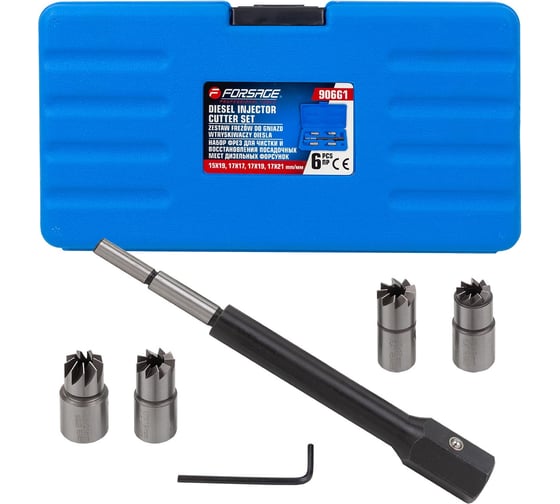 Изображение товара Набор фрез для чистки и восстановления посадочных мест дизельных форсунок Forsage 6пр F-906G1(47707)