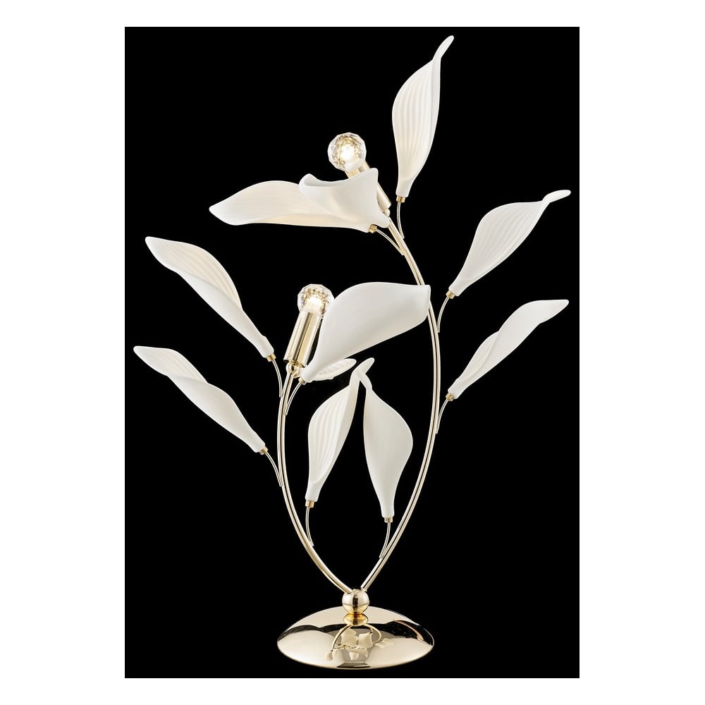 Изображение товара Настольная лампа Wertmark MIRANDA с двумя светильниками и золотым дизайном