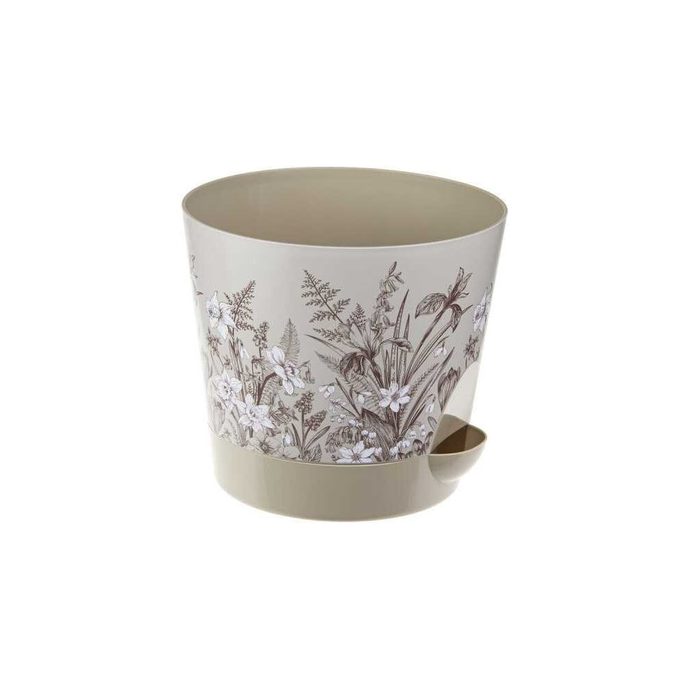 Изображение товара Кашпо IDEA НИКА ДЕКО D180 мм, крутлая форма, с поддоном, бежево-коричневое