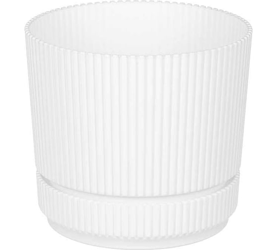 Изображение товара Кашпо IDEA СТРИП D140 мм, 1.3 л, с подставкой М 3246 белый