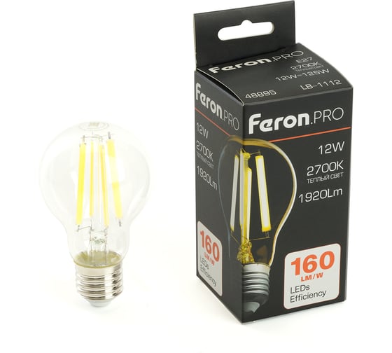 Изображение товара Лампа светодиодная FERON .PRO LB-1112 Шар E27 12W 175-265V 2700K, 48895