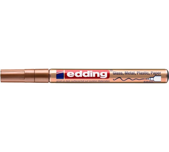 Изображение товара Лаковый маркер Edding округлый наконечник, 0.8 мм, до 1000С, серебряный E-780#54