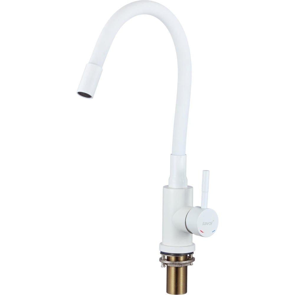 Изображение товара Современный кухонный смеситель Savol S-3002W-02 белый с поворотным изливом и аэратором