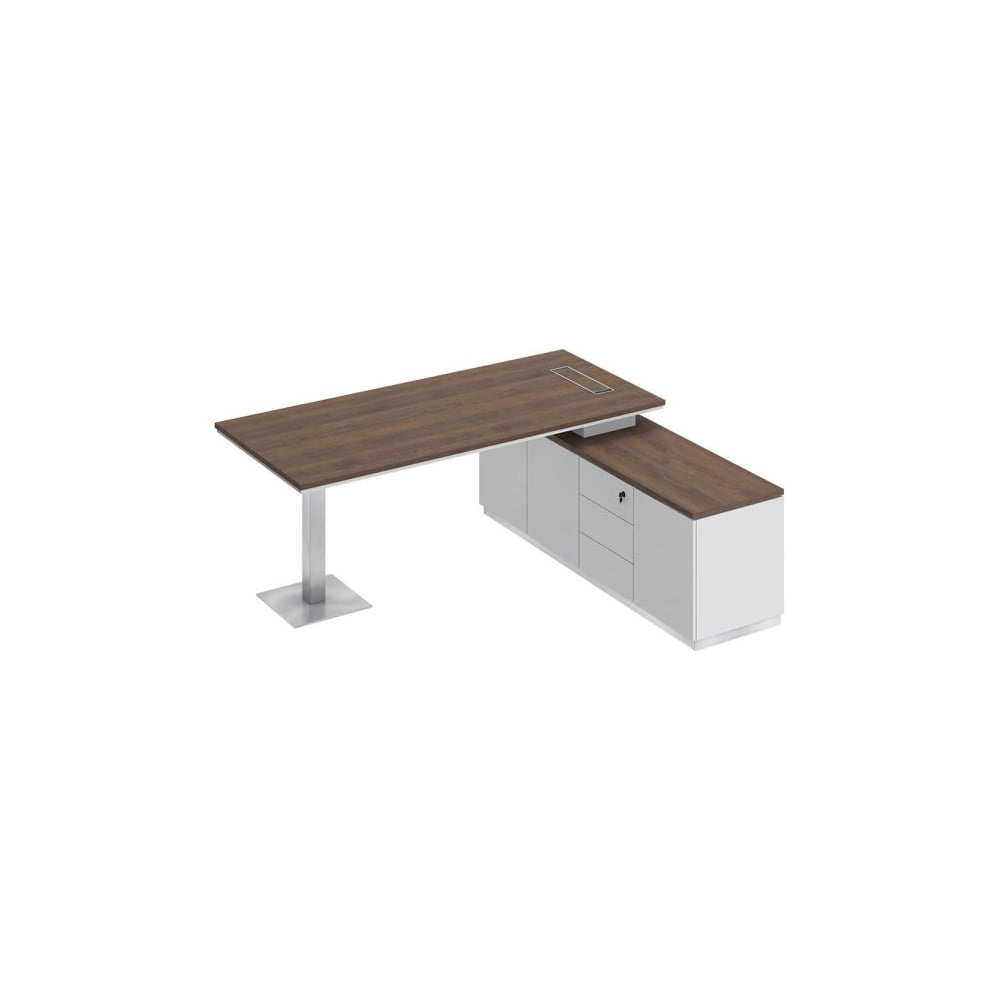 Изображение товара Стол руководителя Юнитекс CITY на опорной тумбе 1800x900мм дуб белый премиум