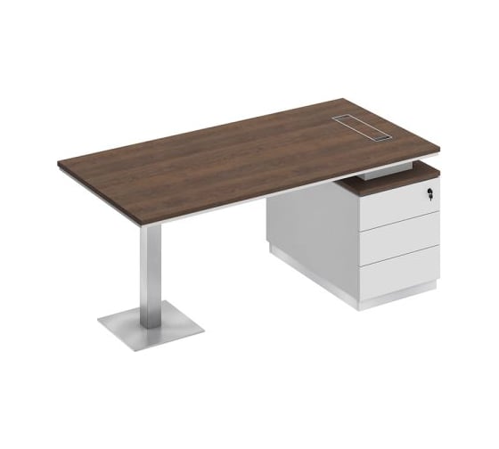 Изображение товара Стол руководителя Юнитекс CITY на опорной тумбе (левый/правый) 180х90х75, дуб гладстоун/белый премиум СИх103хДГхБПхБП