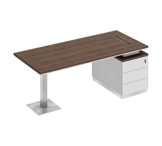 Изображение товара Стол руководителя Юнитекс CITY на опорной тумбе (левый/правый) 200х90х75, дуб гладстоун/белый премиум СИх104хДГхБПхБП