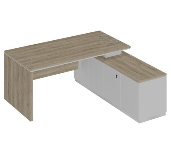 Изображение товара Стол руководителя Юнитекс CITY (опора ДСП) на опорной тумбе (левый/правый) 180х180х75, дуб гладстоун/белый премиум СИх107хДГхБПхБП