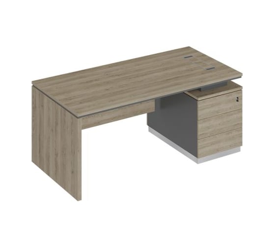 Изображение товара Стол руководителя Юнитекс CITY (опора ДСП) на опорной тумбе (левый/правый) 180х90х75, дуб гладстоун/белый премиум СИх109хДГхБПхБП