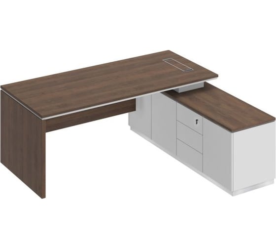 Изображение товара Стол руководителя Юнитекс CITY (опора ДСП) на опорной тумбе (левый/правый) 200х180х75, дуб гладстоун/белый премиум СИх108хДГхБПхБП