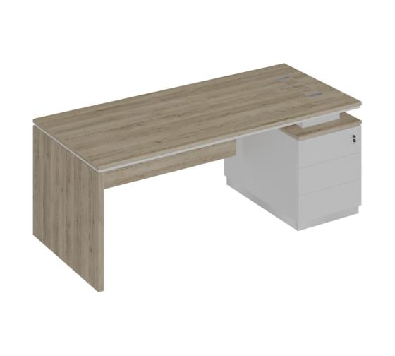Изображение товара Стол руководителя Юнитекс CITY (опора ДСП) на опорной тумбе (левый/правый) 200х90х75, дуб гладстоун/белый премиум СИх110хДГхБПхБП