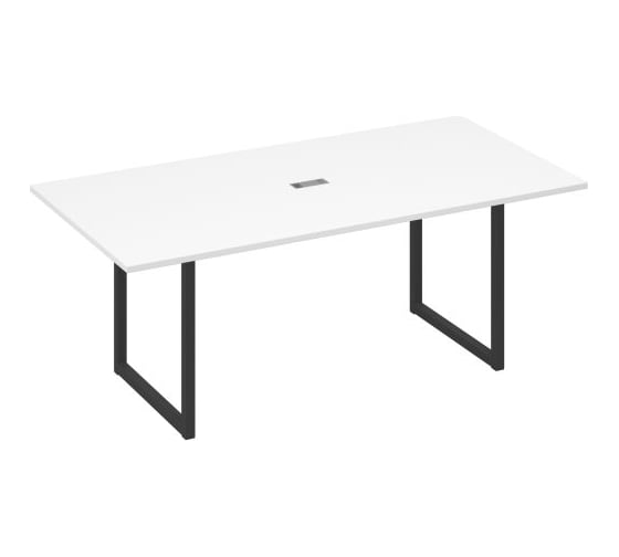 Изображение товара Стол для переговоров на металлокаркасе Юнитекс А4 QUATTRO 200х100х75, белый премиум/антрацит А4хА4х123хБП
