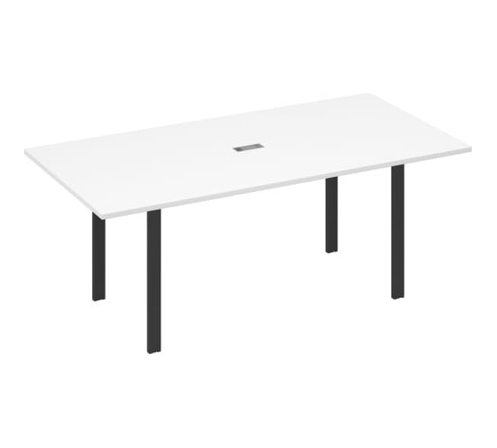 Изображение товара Стол для переговоров на металлокаркасе Юнитекс А4 UNO 200х100х75, белый премиум/антрацит А4хА1х123хБП