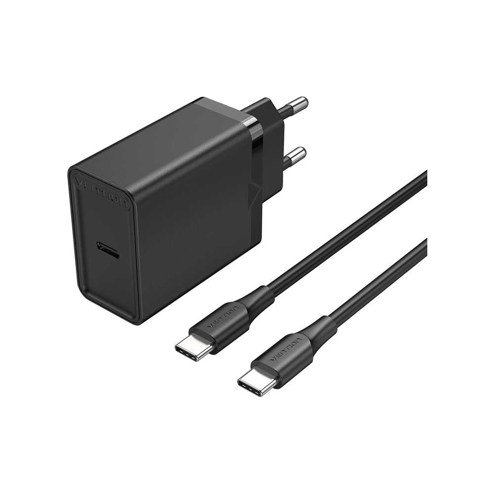 Изображение товара Набор для зарядки VENTION 25W с кабелем USB-C 1.5м черный FAHBF-EU