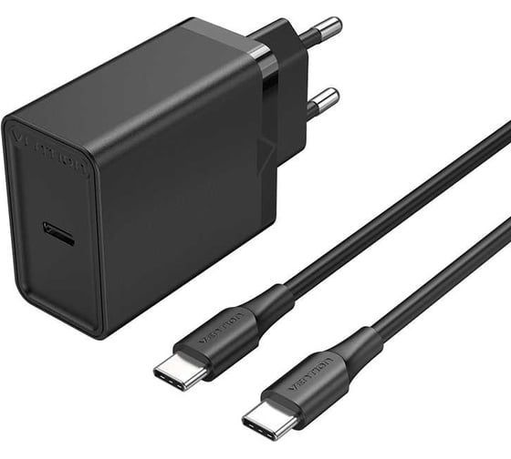 Изображение товара Набор для зарядки VENTION з/у 25W и кабель USB-C 3А Черный FAHBF-EU